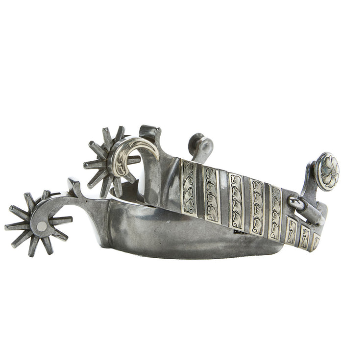 Brandon Anthony Bit & Spur Co. 1in Silver Bar Mounted with 10pt Rowel Spurs