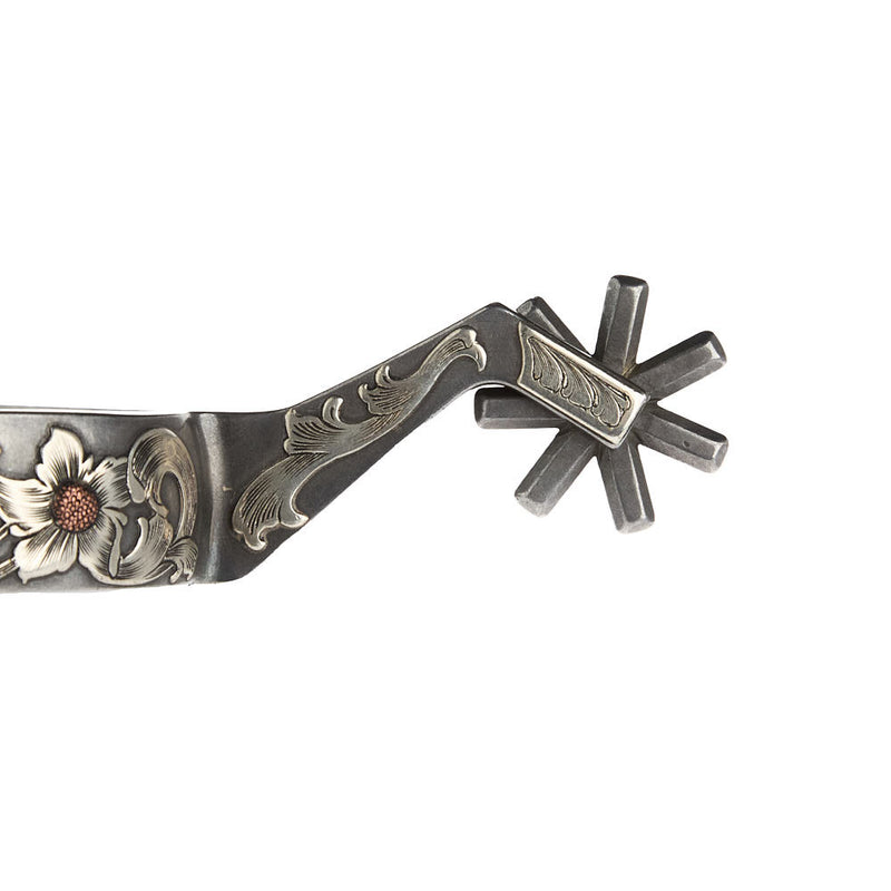 Brandon Anthony Bit & Spur Co. 1in Silver Floral Cutter Shank Spurs