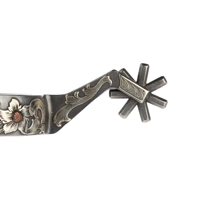 Brandon Anthony Bit & Spur Co. 1in Silver Floral Cutter Shank Spurs