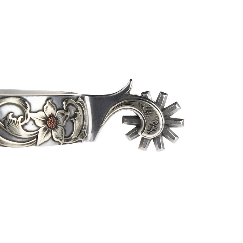 Brandon Anthony Bit & Spur Co. 3/4in Silver Floral Western Spur