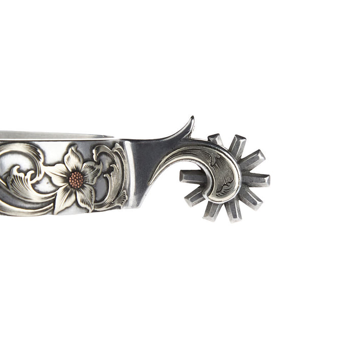 Brandon Anthony Bit & Spur Co. 3/4in Silver Floral Western Spur