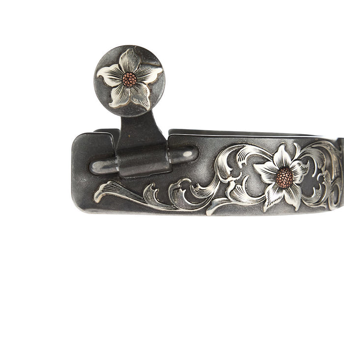 Brandon Anthony Bit & Spur Co. 1in Silver Floral Western Spurs