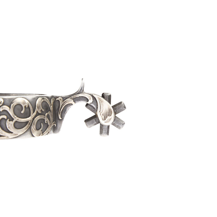 Brandon Anthony 1in Silver Scroll 6pt Rowel Roper Spurs