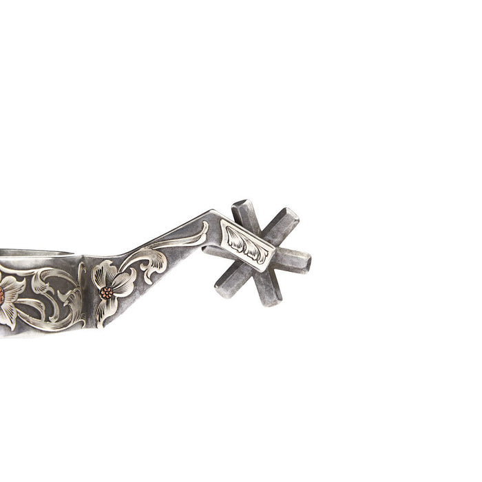 Brandon Anthony 1in Mounted Floral 6pt Rowel Spurs