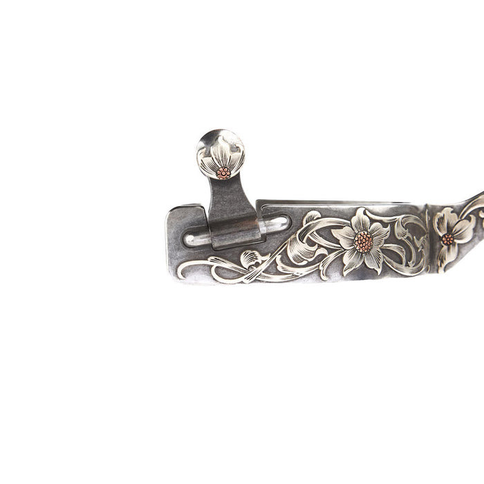 Brandon Anthony 1in Mounted Floral 6pt Rowel Spurs
