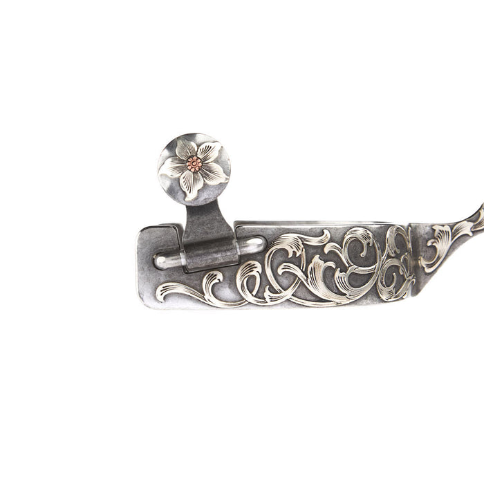 Brandon Anthony Bit & Spur Co. 1in Silver Scroll 6pt Rowel Spurs