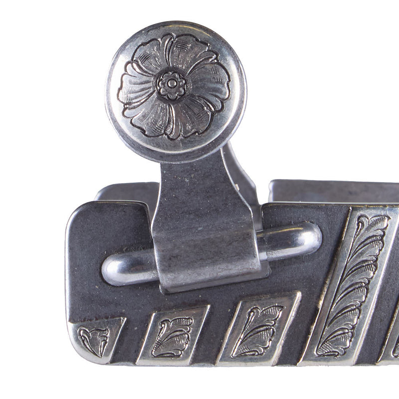 Brandon Anthony Engraved Silver Bar Men's Spurs with 9 Point Rowel