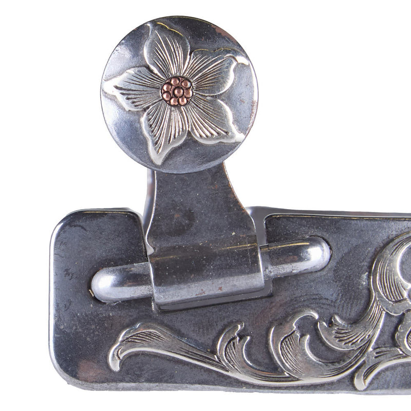 Brandon Anthony Engraved Silver Floral Men's Spurs with 8 Point Rowel