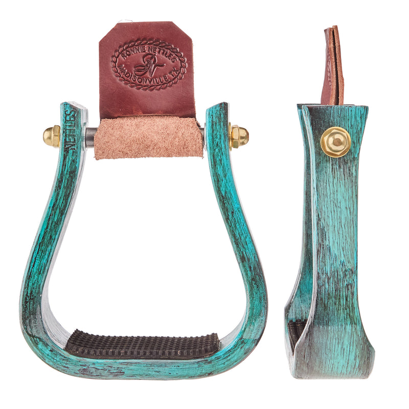 Nettles Country 2in. Turquoise Over Black Barrel Racing Stirrup
