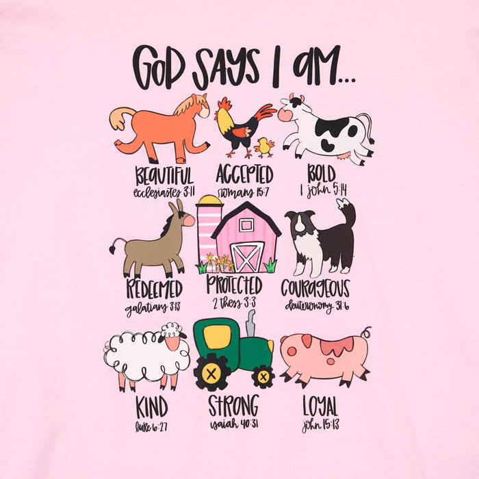 Buckin Baby Girl's God Says I Am Lavender Tee Shirt