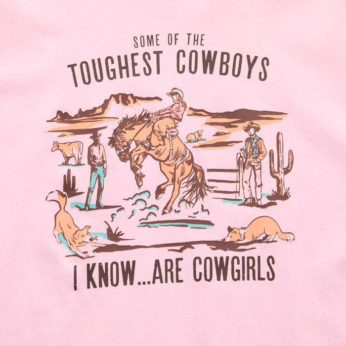 Buckin Baby Girl's Pink Toughest Cowboys Are Cowgirls Tee Shirt