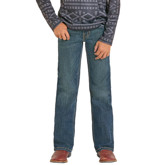 Rock & Roll Denim Boy's Two Tone Embroidered Pocket Jean