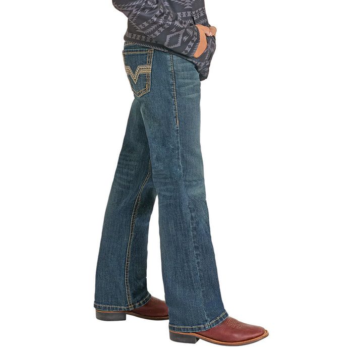 Rock & Roll Denim Boy's Two Tone Embroidered Pocket Jean