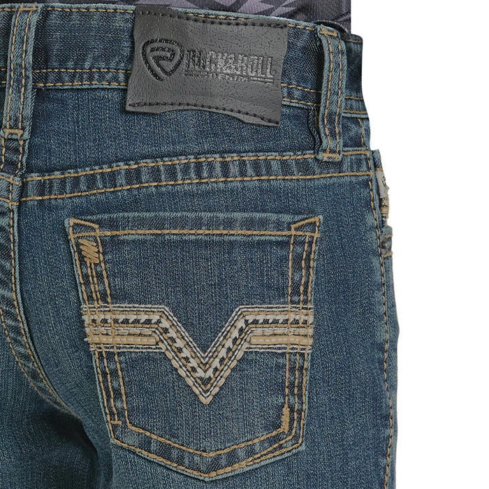 Rock & Roll Denim Boy's Two Tone Embroidered Pocket Jean