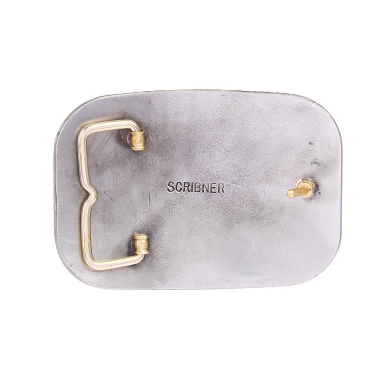 Cowperson Tack Trophy Buckle Engraved with Silver Engraved Iron