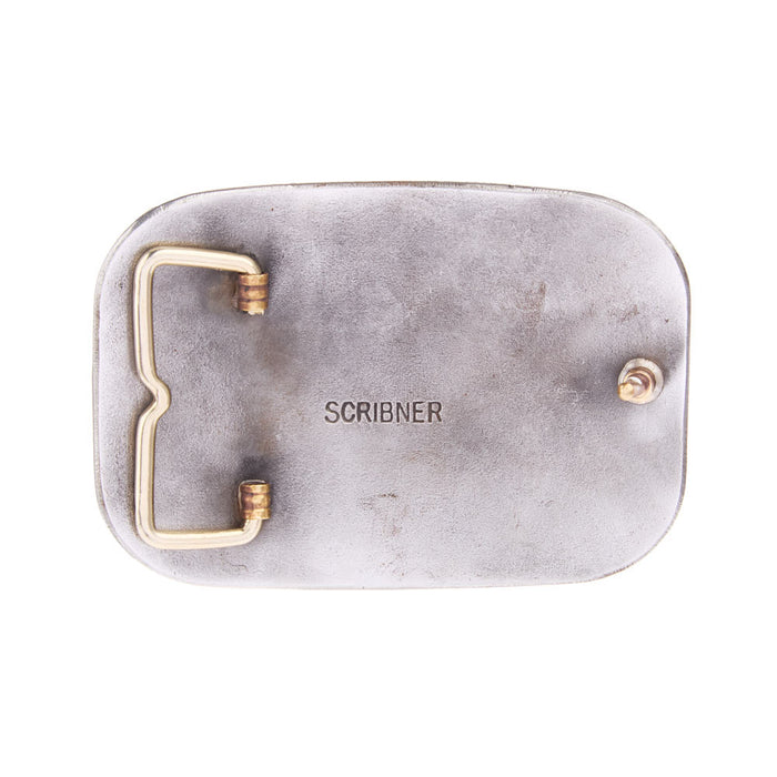 Cowperson Tack Copper Cross Belt Buckle with Scroll Silver Engraved Iron