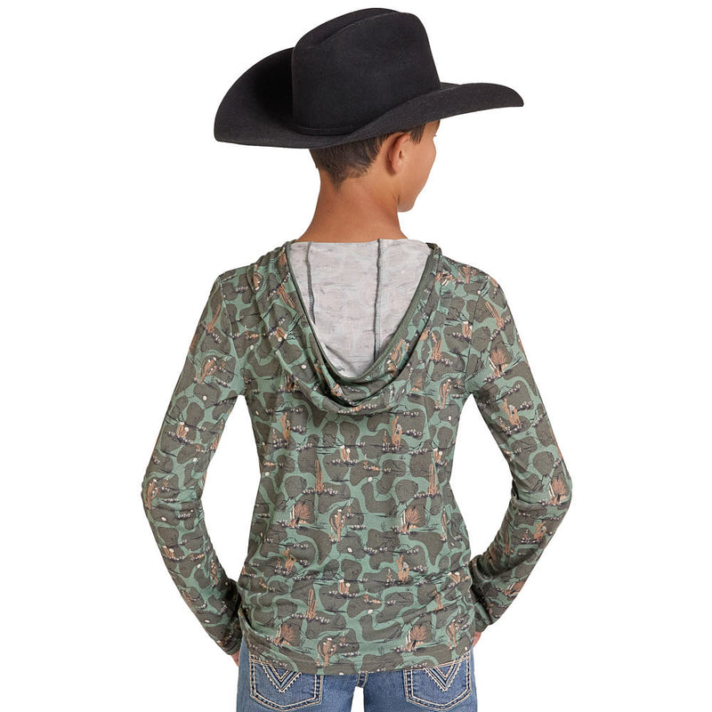 Rock & Roll Denim Boy's Olive Camo Lite Hoodie