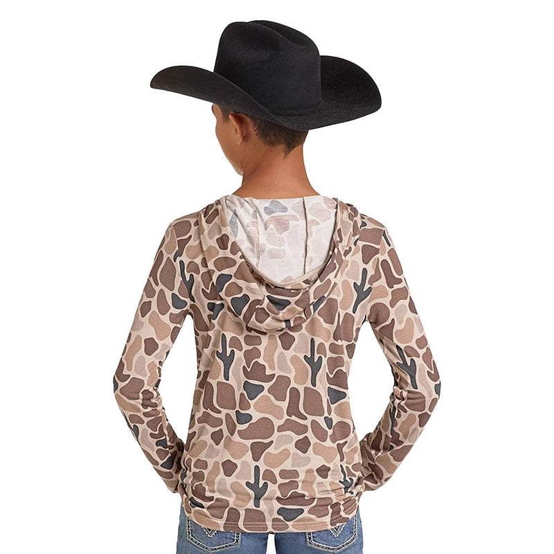 Rock & Roll Denim Boy's Tan Camo Lite Hoodie