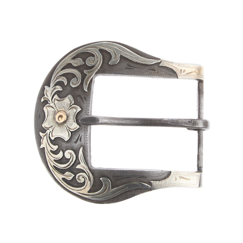 Cowperson Tack Blue Iron Floral 1.5in Buckle and Keeper