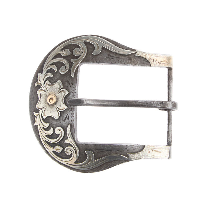 Cowperson Tack Blue Iron Floral 1.5in Buckle and Keeper