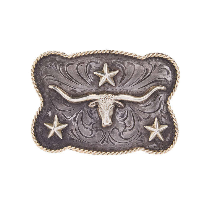 Cowperson Tack Belt Buckle with Longhorn and Stars