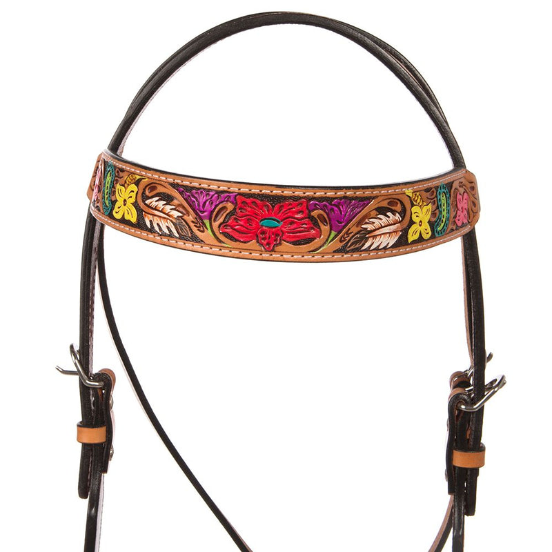 Rafter T Ranch Company Hand Painted Floral Browband Headstall
