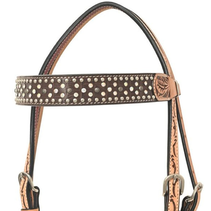 Rafter T Ranch Company Brown Gator Crystal Browband Headstall