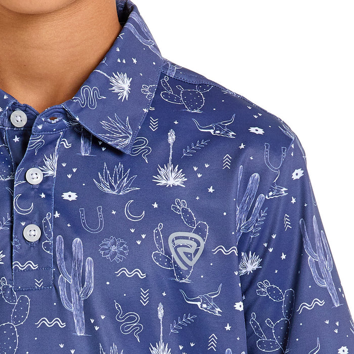 Rock & Roll Denim Boy's Navy Cactus Print Polo