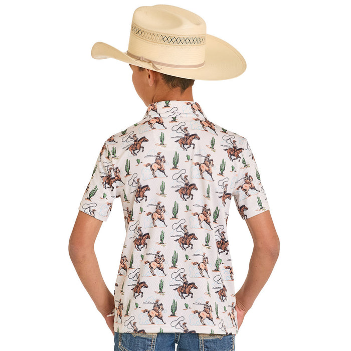 Rock & Roll Denim Boy's Natural Rider Print Polo