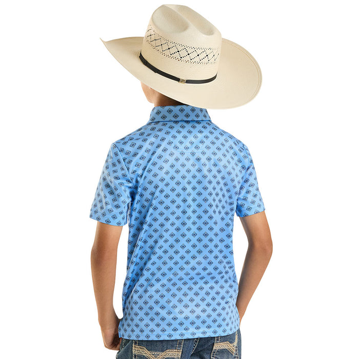 Rock & Roll Denim Boy's Blue Mini Aztec Polo