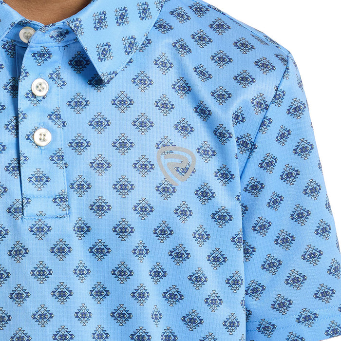 Rock & Roll Denim Boy's Blue Mini Aztec Polo