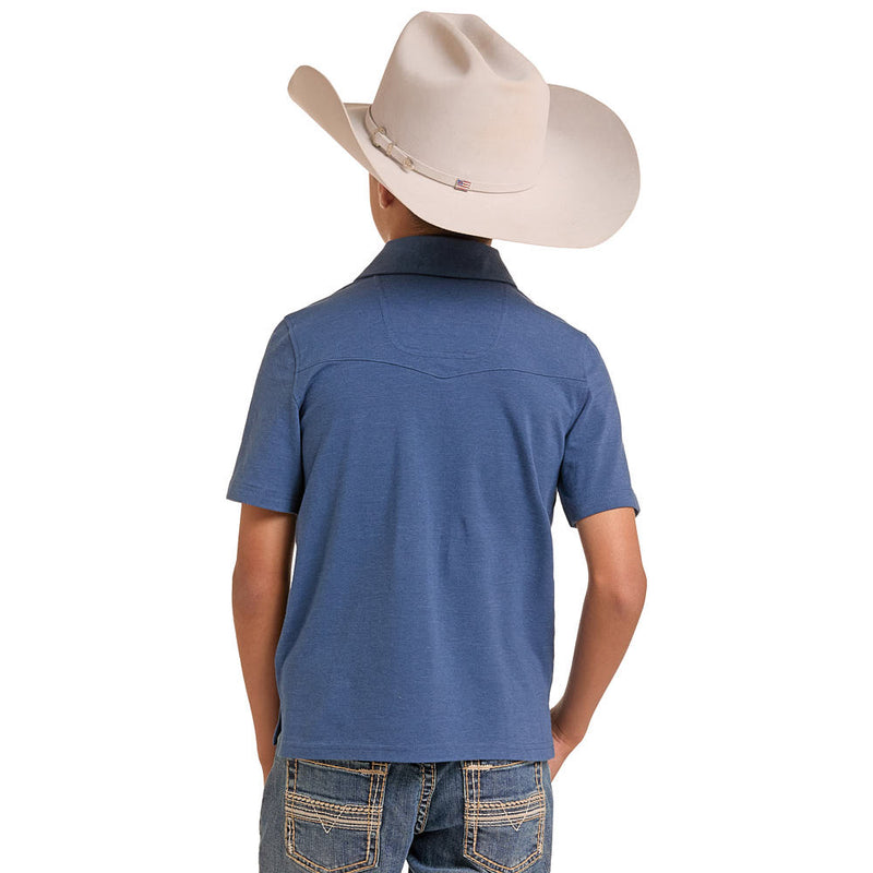 Rock & Roll Denim Boy's Blue Melange Polo