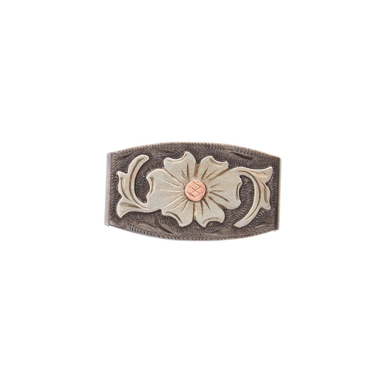 Cowperson Tack Splash Buckle Set with Scroll Silver Engraved Iron