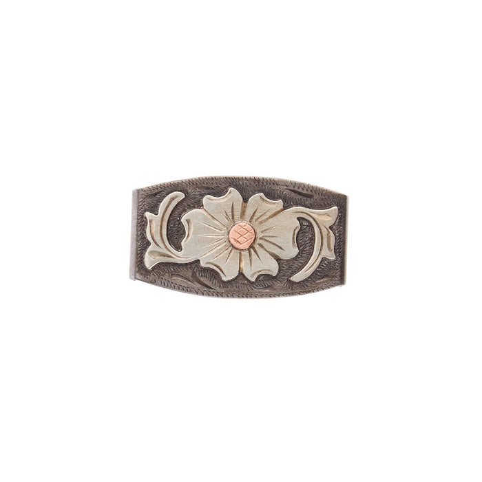 Cowperson Tack Splash Buckle Set with Scroll Silver Engraved Iron