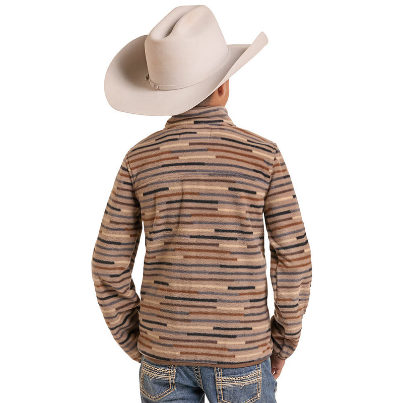 Rock & Roll Denim Boy's Taupe Stripe Fleece Pullover