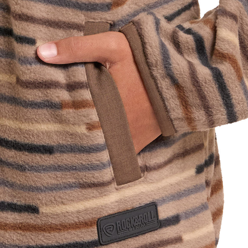 Rock & Roll Denim Boy's Taupe Stripe Fleece Pullover