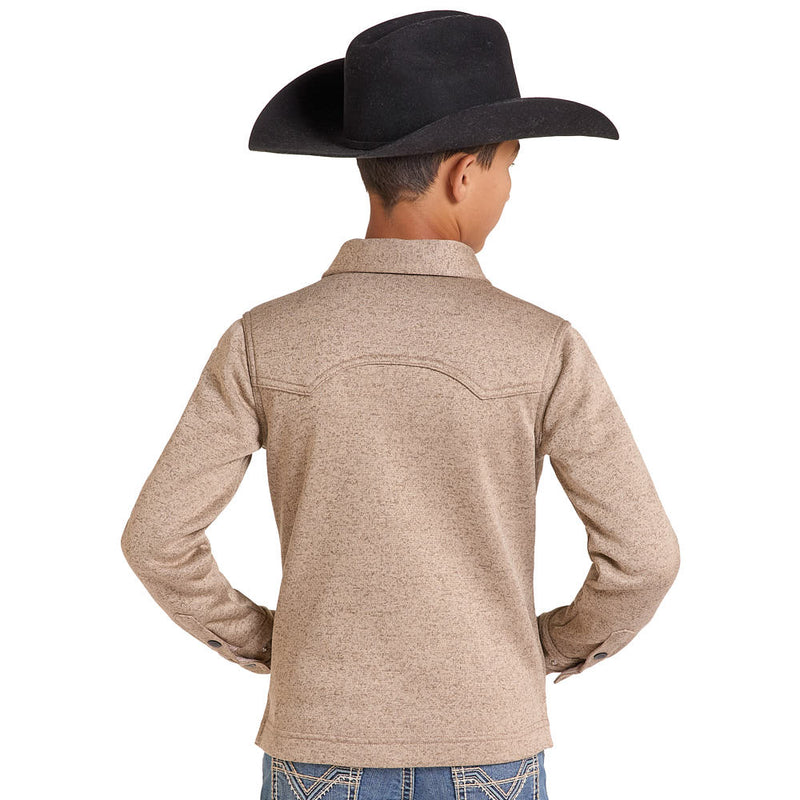 Rock & Roll Denim Boy's Tan Melange Fleece Jacket