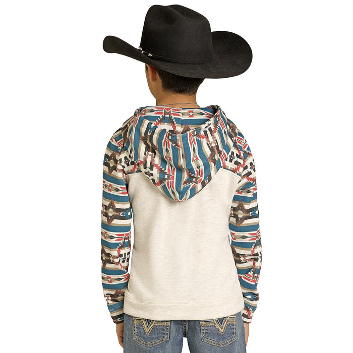 Rock & Roll Denim Boy's Natural Color Block Hoodie