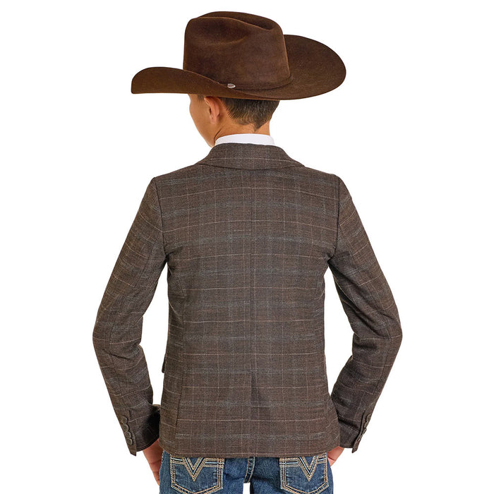 Rock & Roll Denim Boy's Dark Brown Plaid Sports Coat