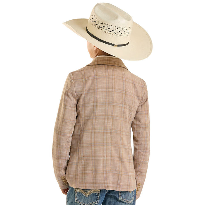 Rock & Roll Denim Boy's Tan Plaid Sports Coat