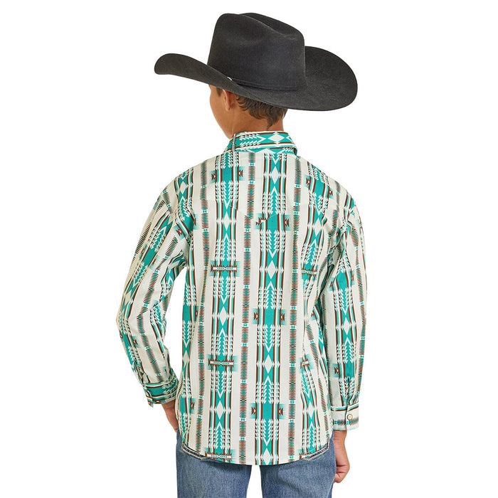 Rock & Roll Denim Boy's Natural Aztec Print Shirt