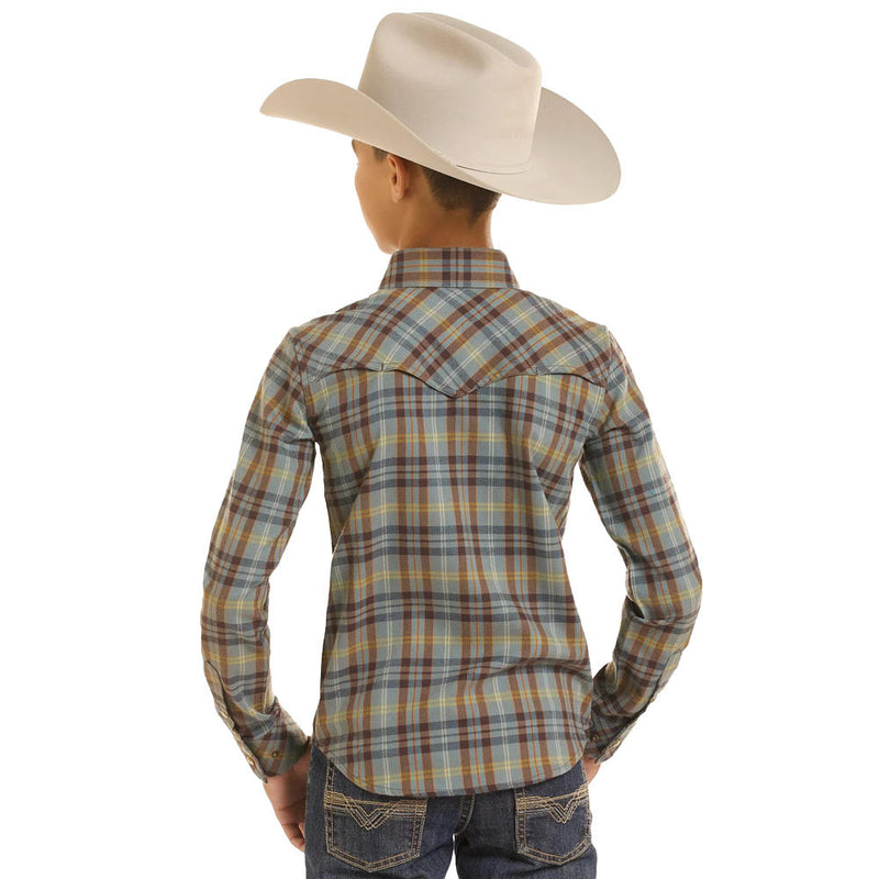 Rock & Roll Denim Boy's Brown Tek Plaid Flannel