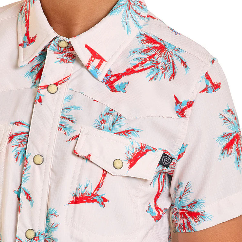 Rock & Roll Denim Boy's Natural Palm Print Tek Shirt