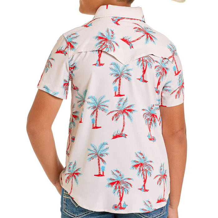 Rock & Roll Denim Boy's Natural Palm Print Tek Shirt