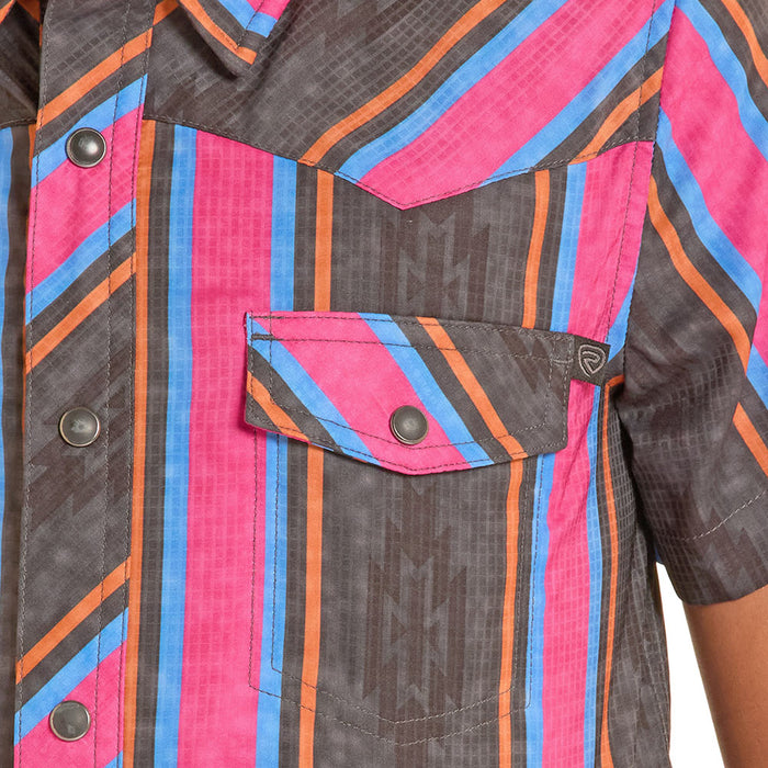 Rock & Roll Denim Boy's Black Stripe Tek Western Shirt