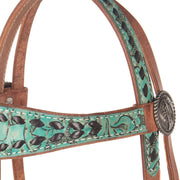 NRS Turquoise Rose Browband Headstall