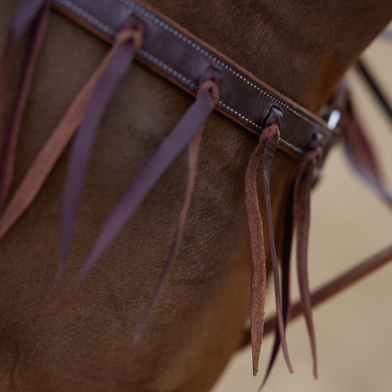 Cowboy Tack 1 1/4 Inch Chocolate Harness Leather Breast Collar with Latigo Strings
