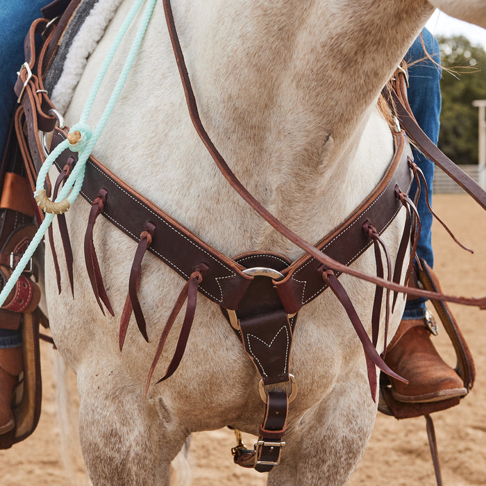 Western Breast Collar Cowboy Tack Chocolate Harness Leather Breast Collar – 1-1/4 Inch With Latigo Strings – Barrel Racing, Trail Riding Chocolate Leather Western Breast Collar Cowboy Tack Chocolate Harness Leather Breast Collar – 1-1/4 Inch With Latigo Strings – Barrel Racing, Trail Riding Chocolate Leather