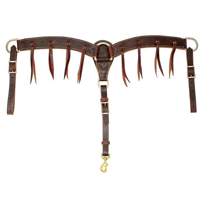 Cowboy Tack 2 Inch Chocolate Harness Leather Breast Collar with Latigo Strings