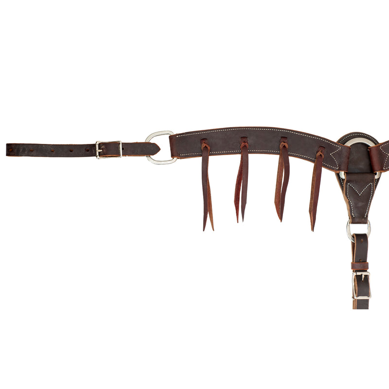 Cowboy Tack 2 Inch Chocolate Harness Leather Breast Collar with Latigo Strings